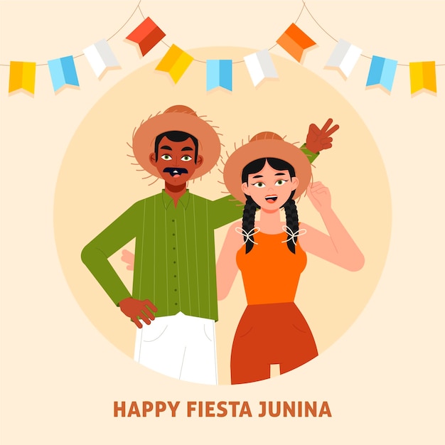 Vector platte festa junina illustratie