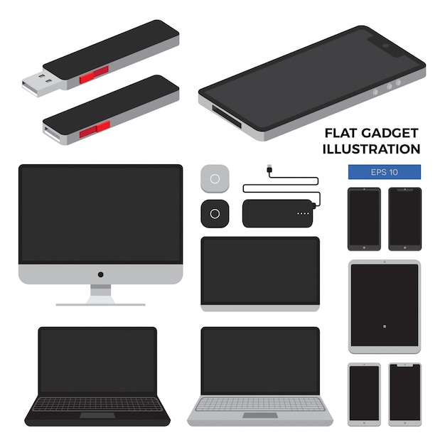 Platte gadget illustratie set