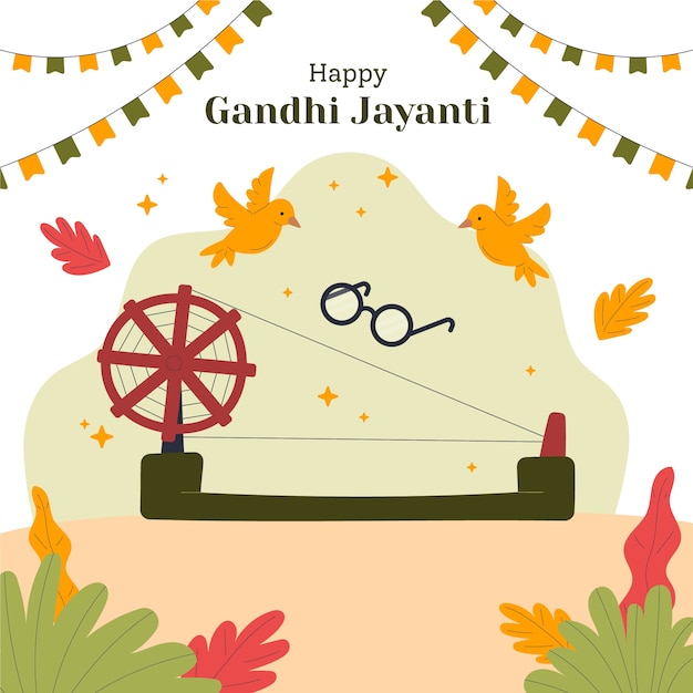 Platte gandhi jayanti illustratie