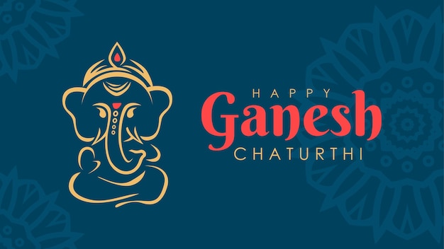 platte ganesh chaturthi banner sjabloon vector