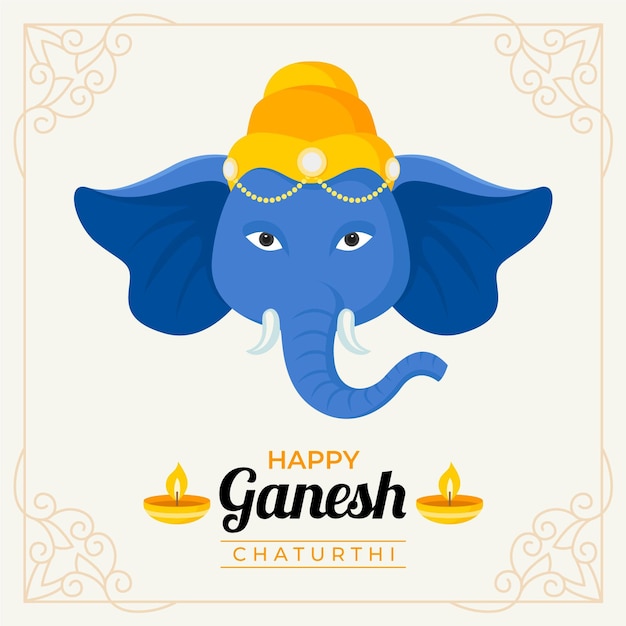 Platte ganesh chaturthi illustratie concept