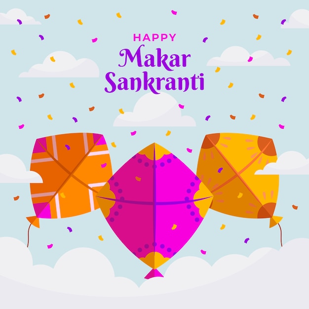 Vector platte gelukkige makar sankranti illustratie