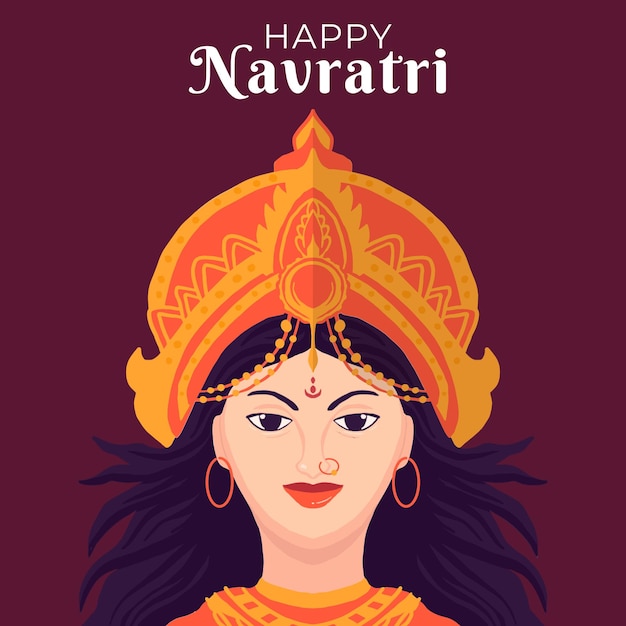 Platte gelukkige Navratri close-up illustratie