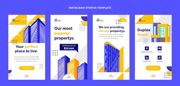 Platte geometrische onroerend goed instagram-verhalen