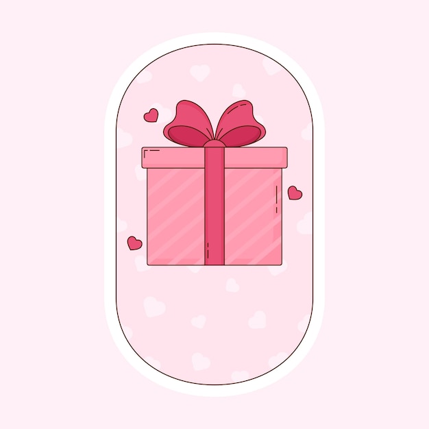 Platte Geschenkdoos Met Hartjes Op Roze Ovale Achtergrond