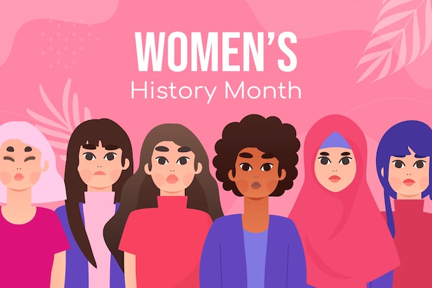 Vector platte geschiedenis maand achtergrond voor vrouwen