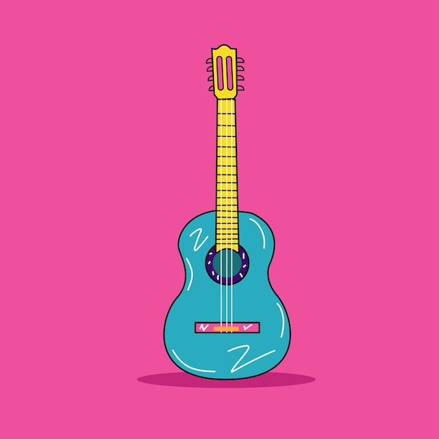 platte gitaar vectorillustratie in felle kleur