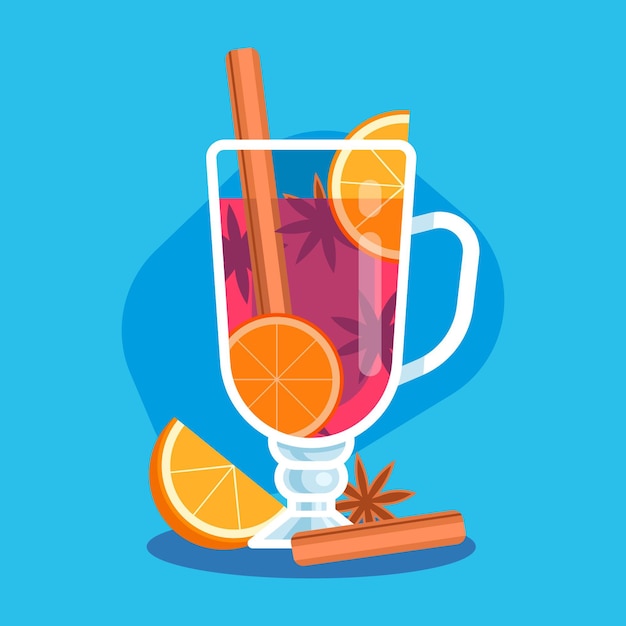 Vector platte glühwein illustratie