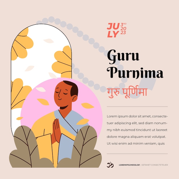 Vector platte goeroe purnima illustratie