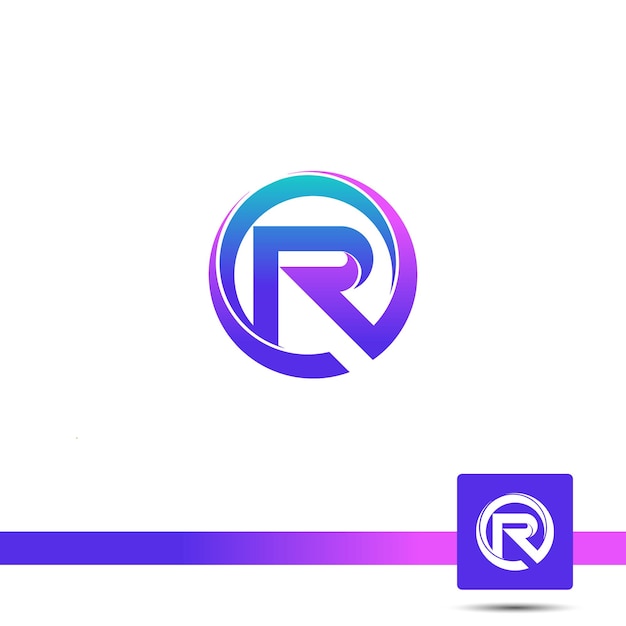 Platte gradiënt r, ro modern logo ontwerpconcept