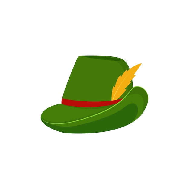 Vector platte groene oktoberfest hoed vector illustratie op witte achtergrond