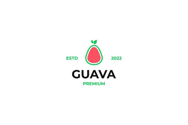 Platte guave fruit logo ontwerp vector illustratie idee