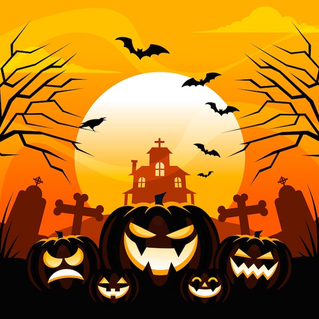 Vector platte halloween-achtergrond