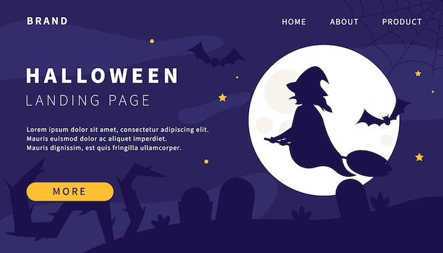 Platte halloween bestemmingspagina ontwerpconcept