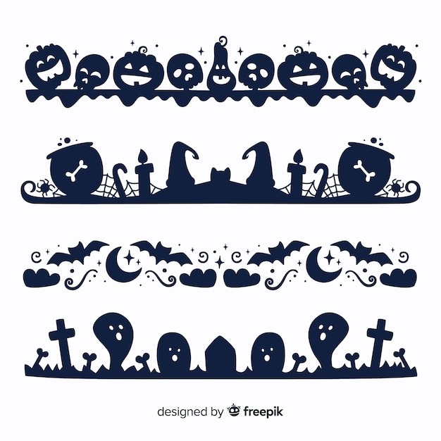 Vector platte halloween grens op zwart-wit collectie