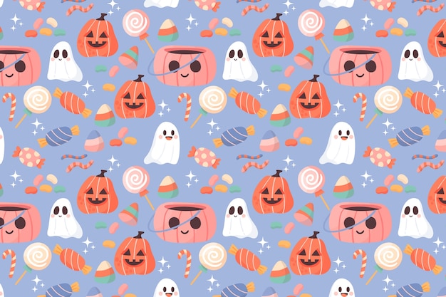 Platte halloween pastel patroon achtergrond