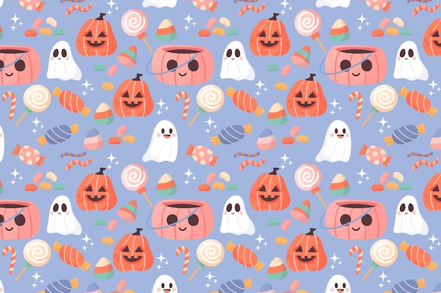 Vector platte halloween pastel patroon achtergrond