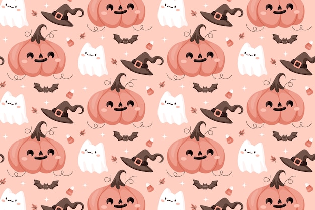 Vector platte halloween pastel patroon achtergrond