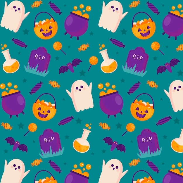 Vector platte halloween-patroonontwerp