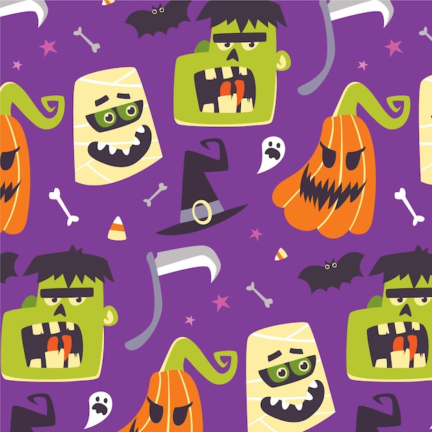 Platte halloween-patroonontwerp