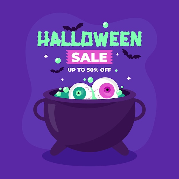 Vector platte halloween verkoop illustratie