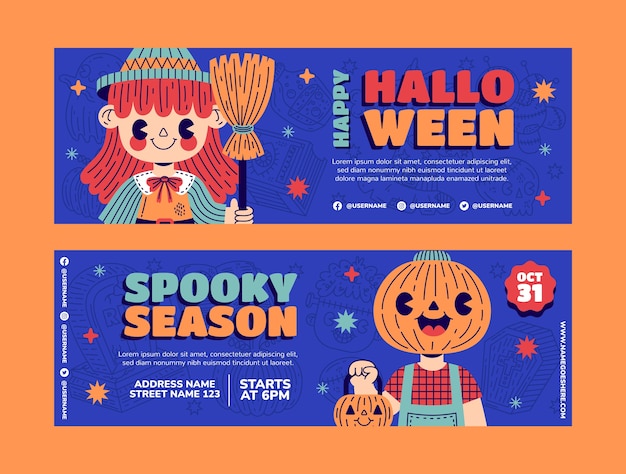 Platte halloween verticale banners set