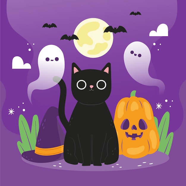 Platte halloween viering illustratie