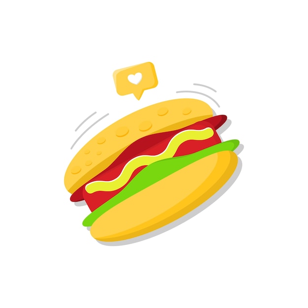 Platte hamburger vector design met liefde teken