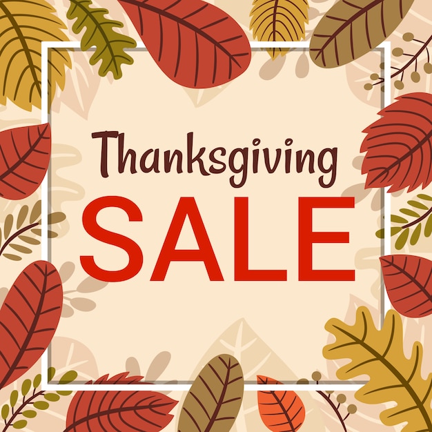 Platte hand getrokken herfst thanksgiving verkoop banner