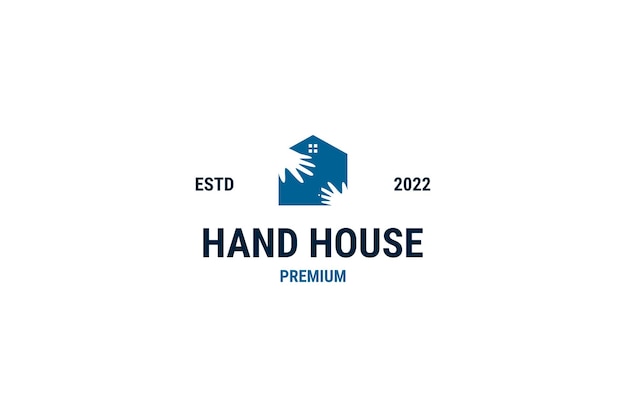 Platte hand huis logo ontwerp vector sjabloon illustratie idee