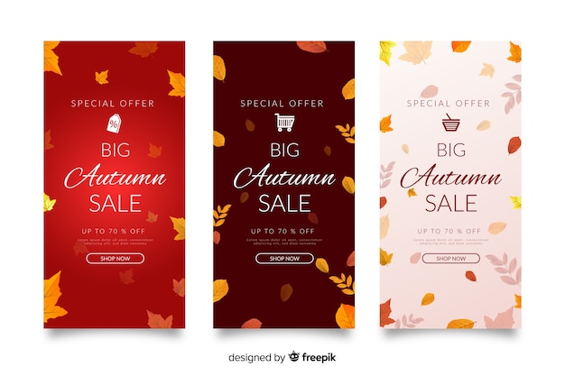 Platte herfst verkoop banners sjabloon