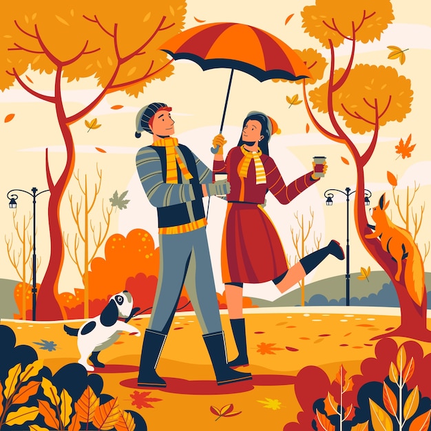 Platte herfst viering illustratie