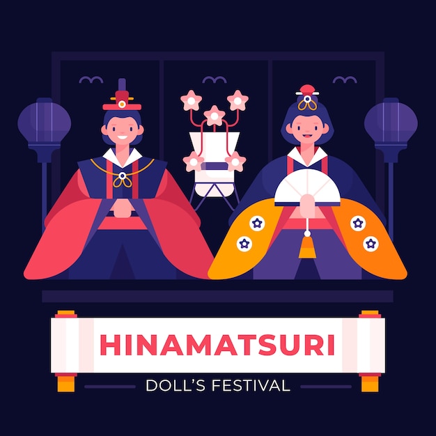 Platte hinamatsuri festival illustratie