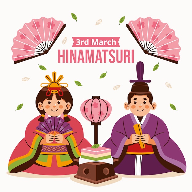 Vector platte hinamatsuri-illustratie