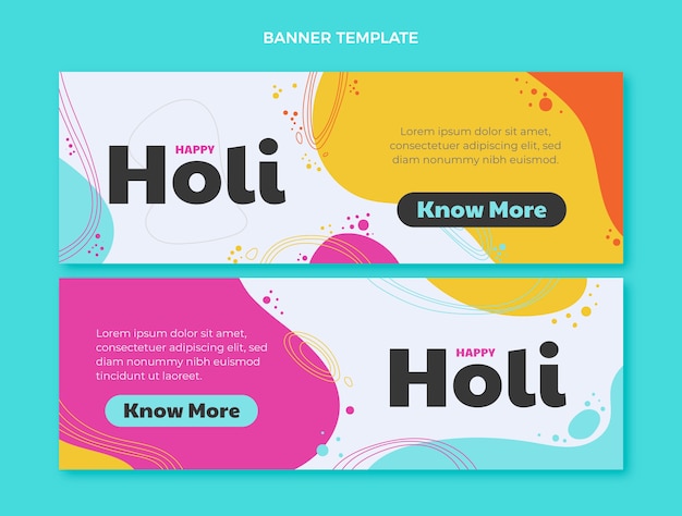 Platte holi horizontale banners set