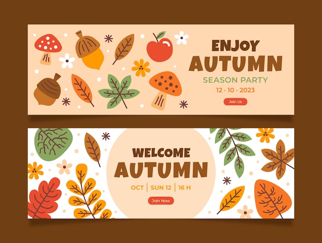 Vector platte horizontale banners voor herfstfeest