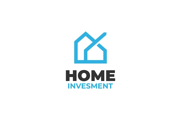 Platte huis investering logo ontwerp vector illustratie idee