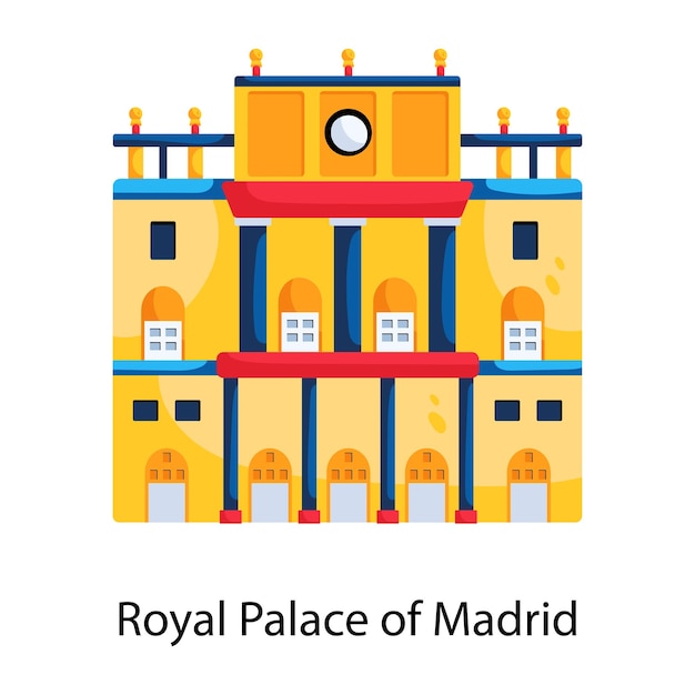 Vector platte icoon van het koninklijk paleis van madrid
