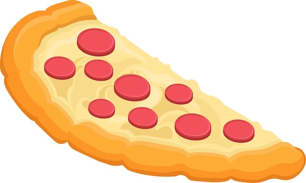 platte illustratie icoon symbool half stukje heerlijke pizza met worst topping.