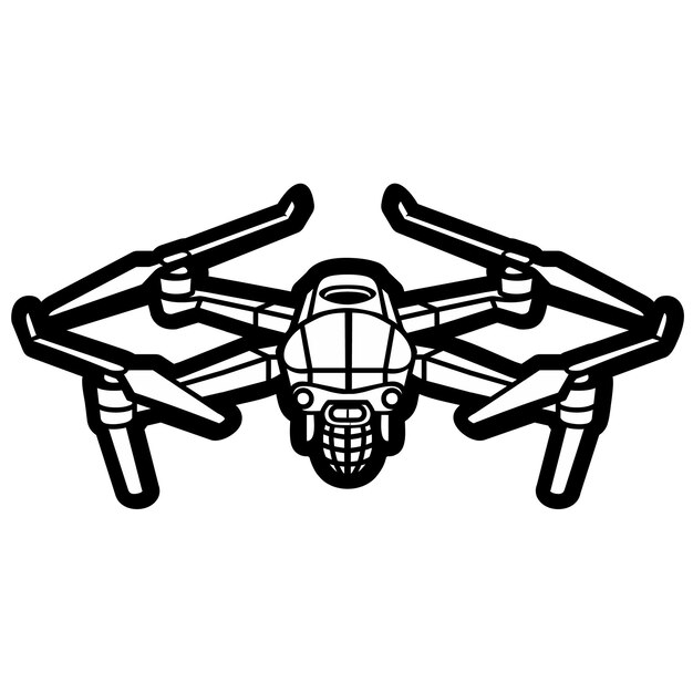 Platte illustratie militaire drone met loopgraafbom en
