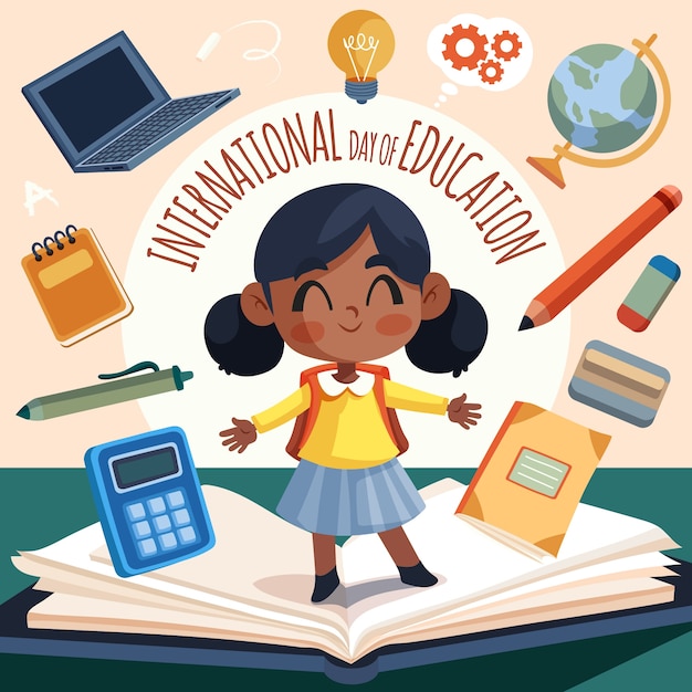 Vector platte illustratie van de internationale dag van het onderwijs