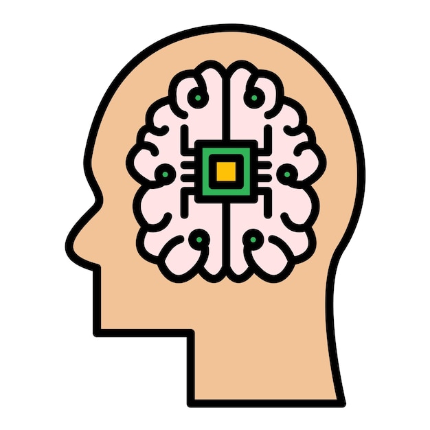 Platte illustratie van de menselijke hersenen