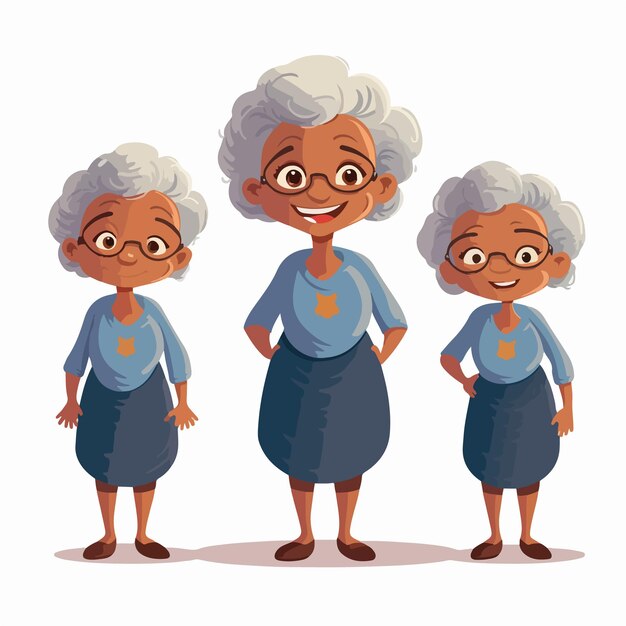 Platte illustratie van een afro-grootmoeder