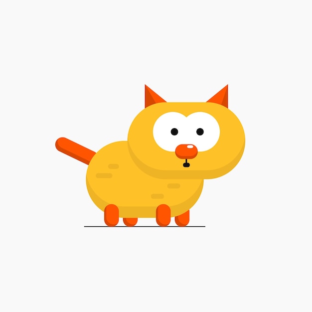 Platte illustratie van een schattige oranje kat die staat
