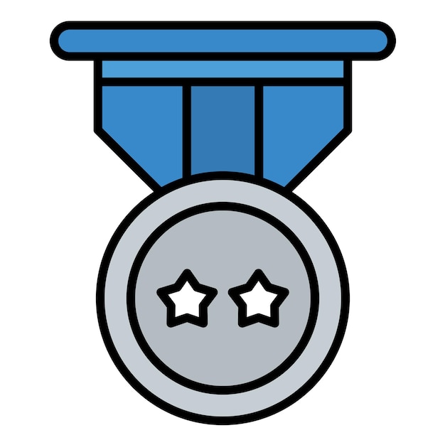 Platte illustratie van een zilveren medaille