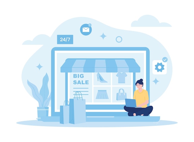 Platte illustratie van het concept van online diensten of professionele marktplatforms
