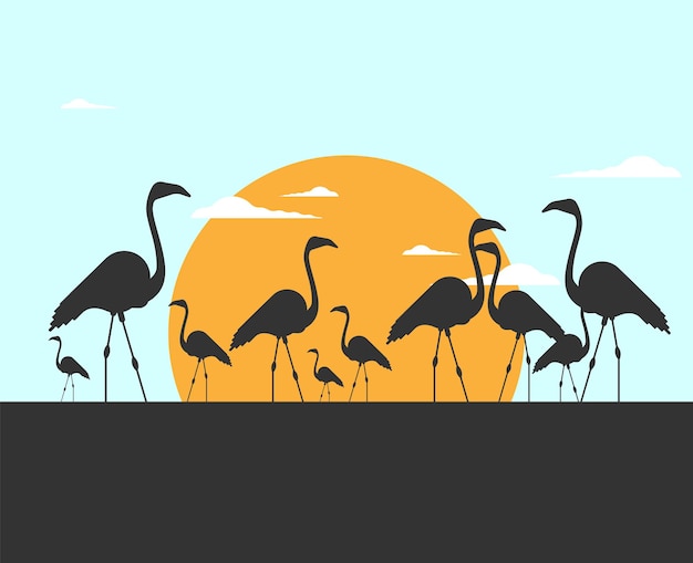 Platte illustratie vector flamingo vogel