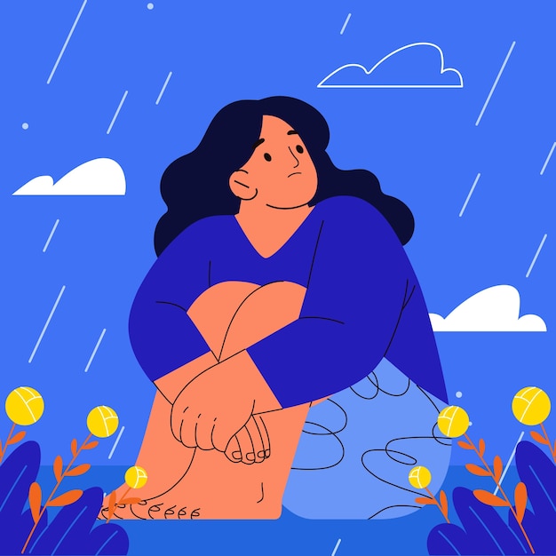 Platte illustratie voor blauwe maandag