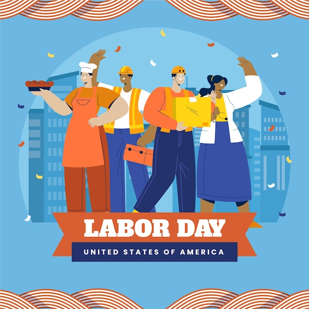 Vector platte illustratie voor de amerikaanse labor day viering