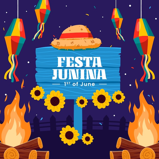 Vector platte illustratie voor de braziliaanse festas juninas festiviteiten